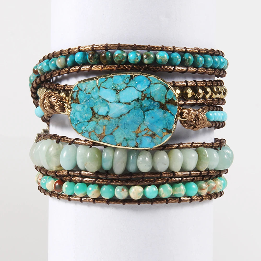 Blue Gemstone Wrap Bracelets