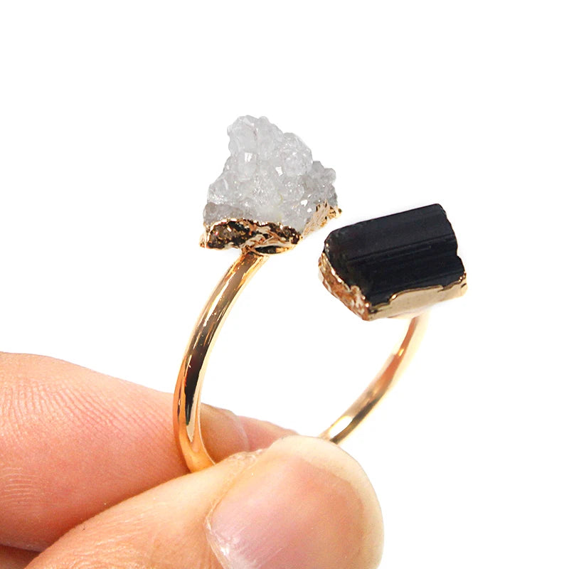 Black Tourmaline Crystal Ring