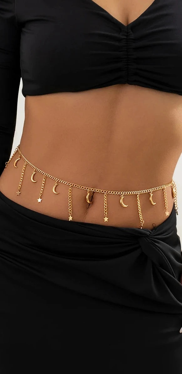 Space Charms Tassel Belly Chain