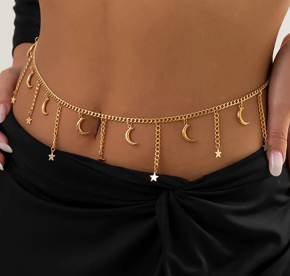 Space Charms Tassel Belly Chain