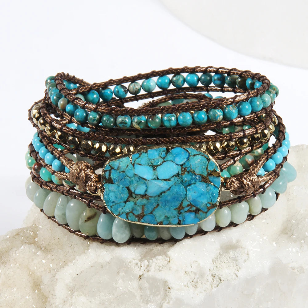 Blue Gemstone Wrap Bracelets