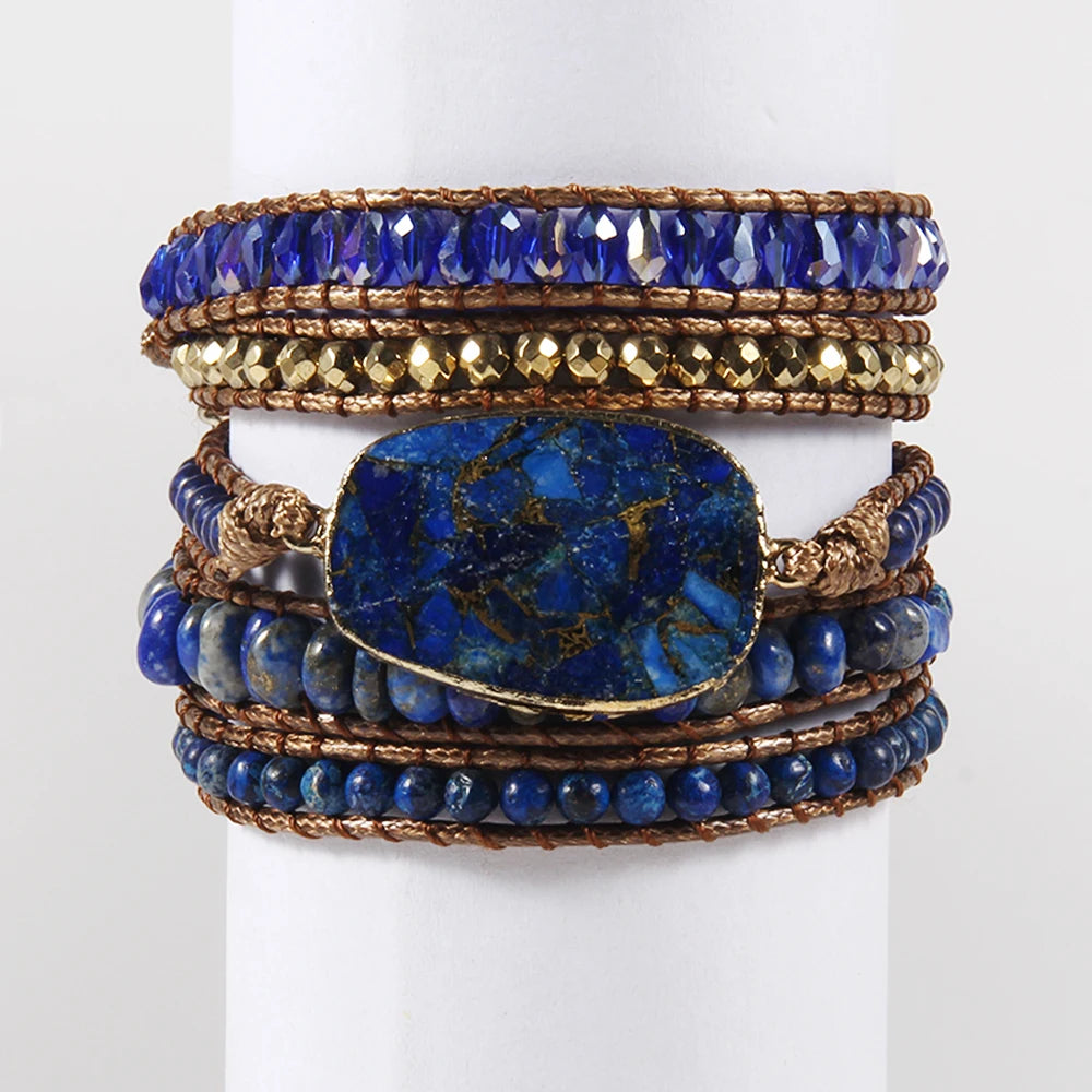 Blue Gemstone Wrap Bracelets