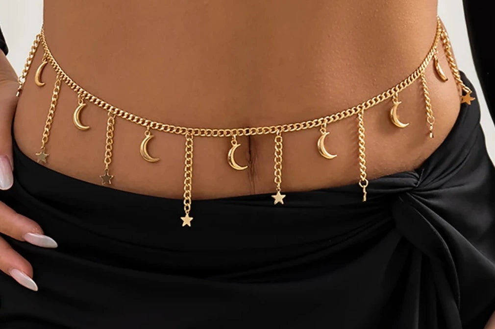 Space Charms Tassel Belly Chain