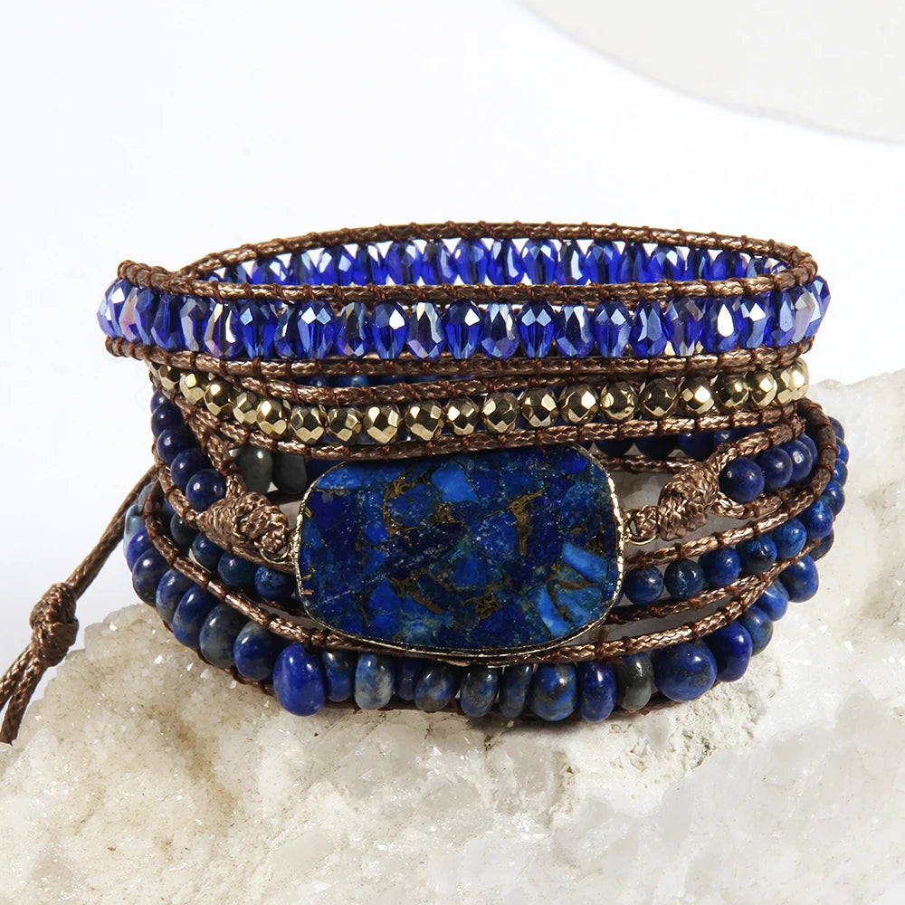 Blue Gemstone Wrap Bracelets