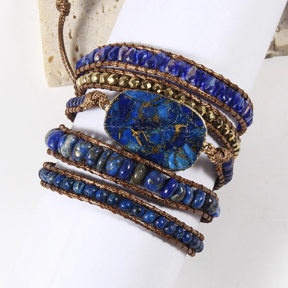 Blue Gemstone Wrap Bracelets