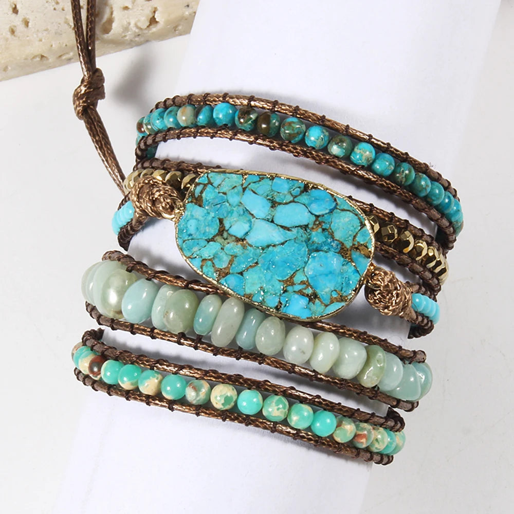 Blue Gemstone Wrap Bracelets